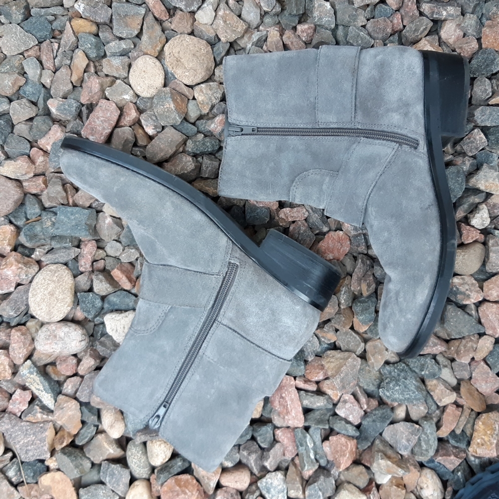 Marc Fisher parole gray suede leather moto boots - Picture 8 of 8